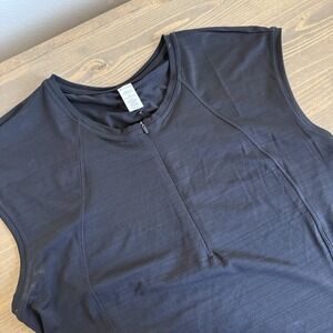 Athleta Womens Medium Black 1/4 Zip Pacifica Illume Fitted Tank Top